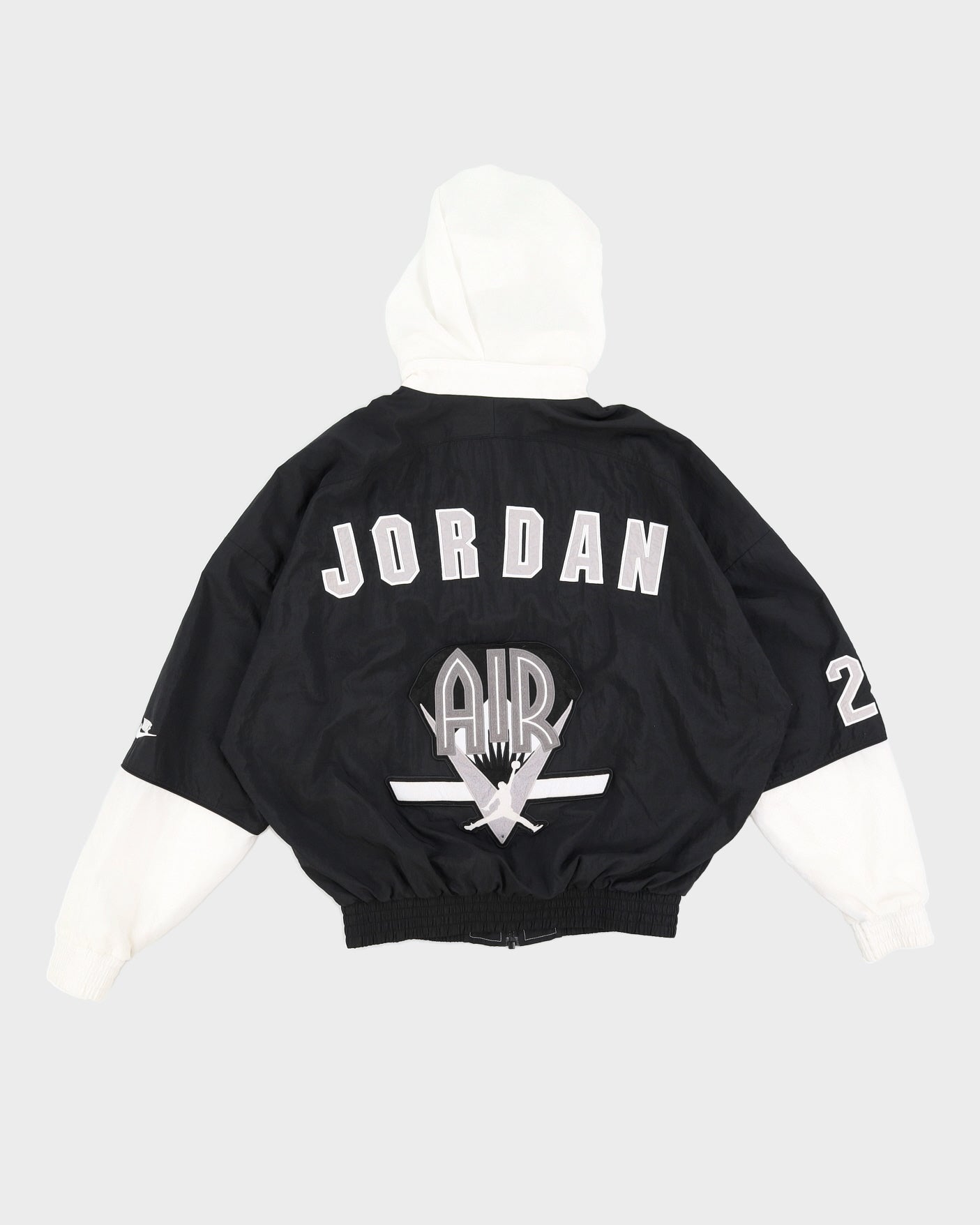 00s Jordan Retro Black Embroidered Hooded Track Jacket - S