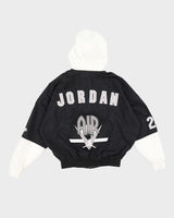 00s Jordan Retro Black Embroidered Hooded Track Jacket - S