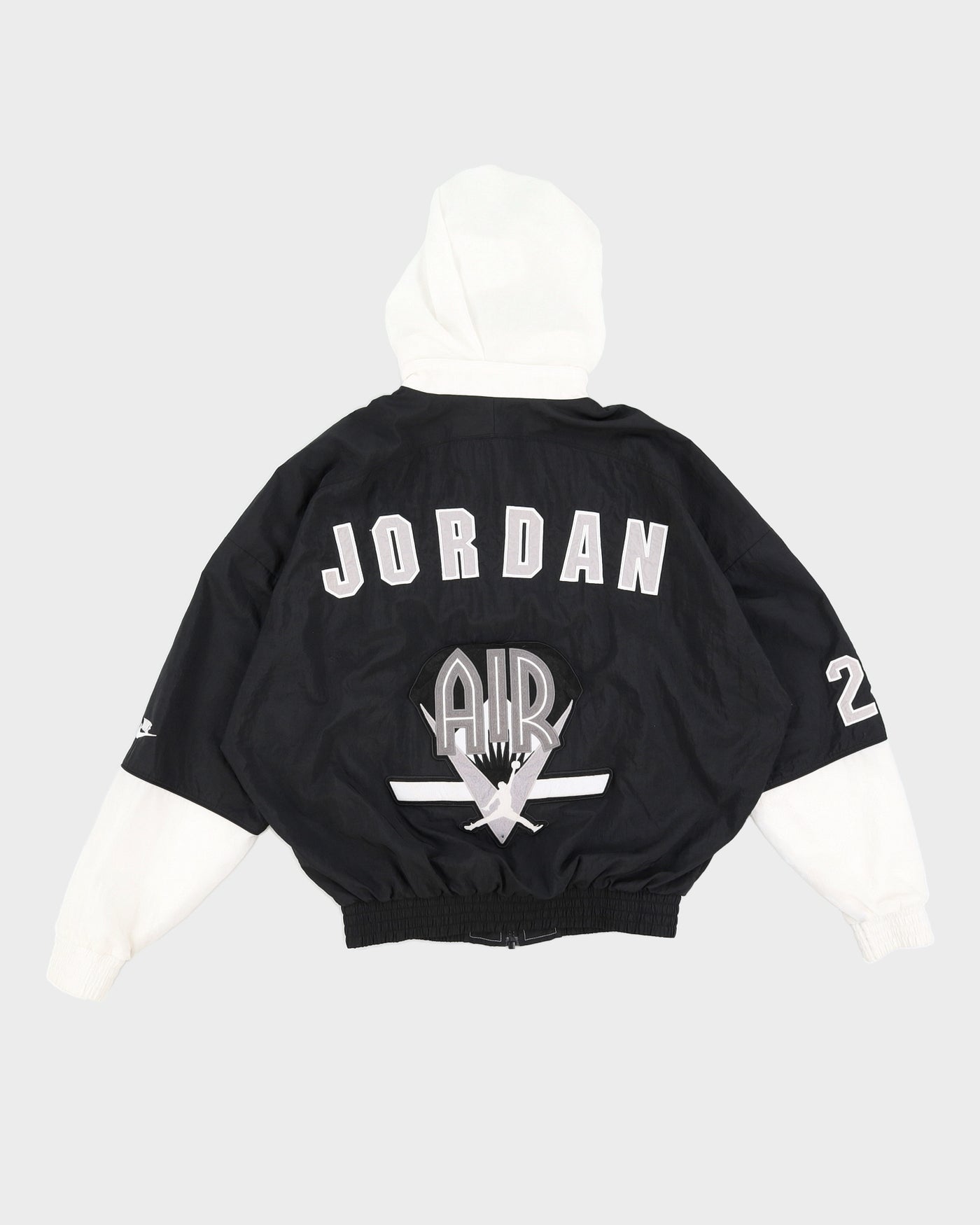 00s Jordan Retro Black Embroidered Hooded Track Jacket - S