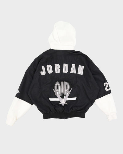 00s Jordan Retro Black Embroidered Hooded Track Jacket - S
