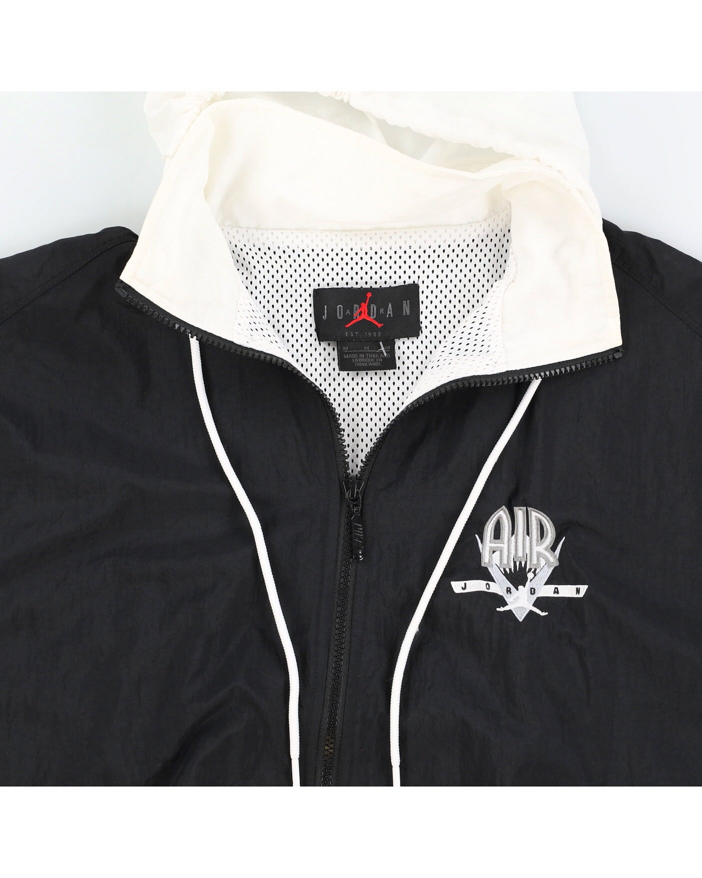 00s Jordan Retro Black Embroidered Hooded Track Jacket - S