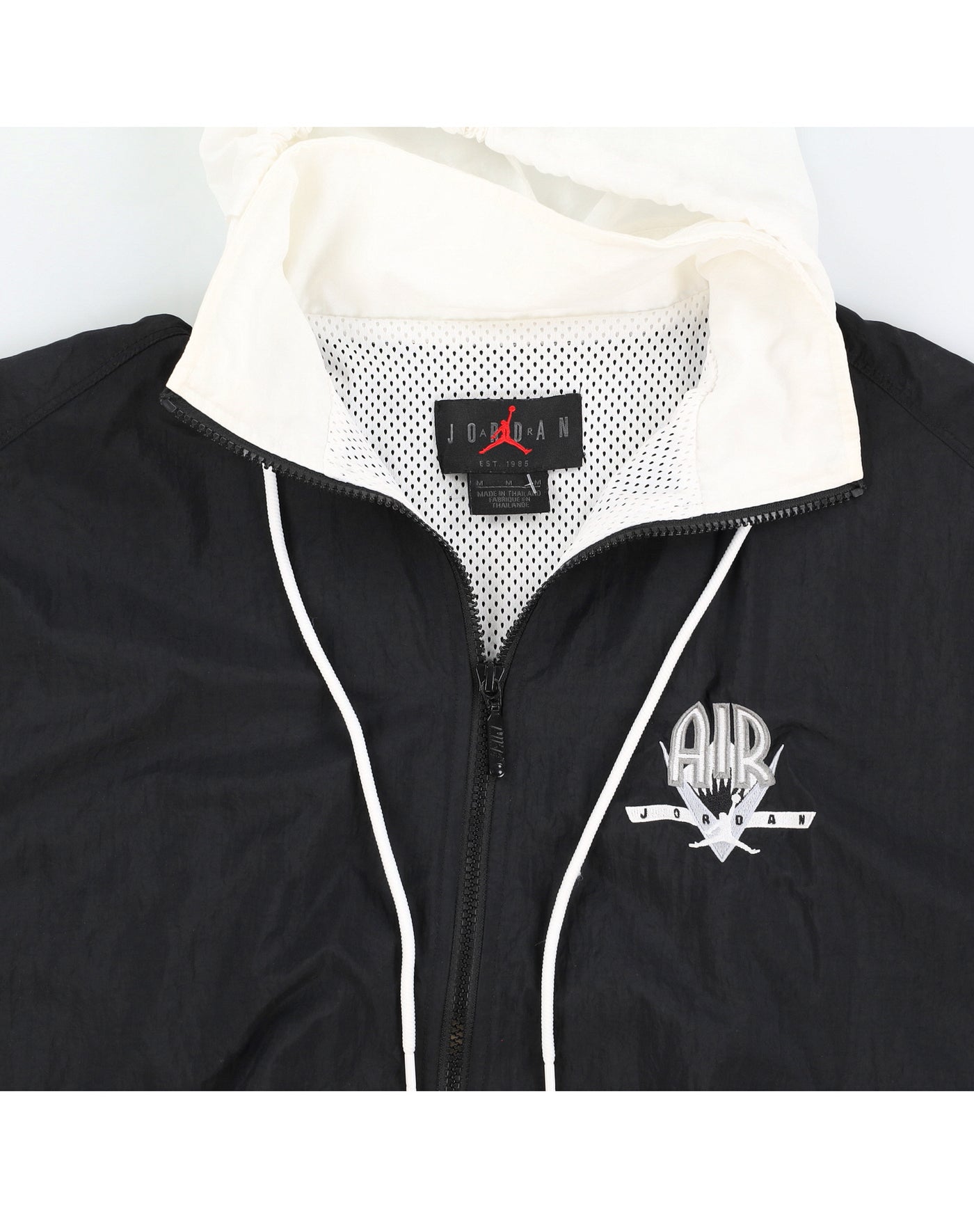 00s Jordan Retro Black Embroidered Hooded Track Jacket - S