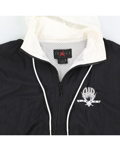 00s Jordan Retro Black Embroidered Hooded Track Jacket - S