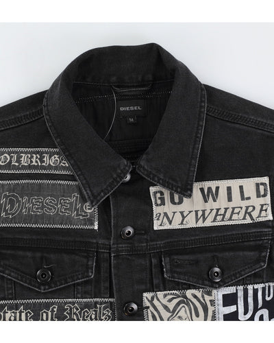 Diesel Patched Denim Black Sleeveless Jacket - M