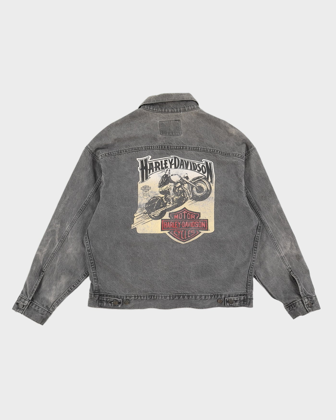 Harley Davidson Black Printed Denim Jacket - L