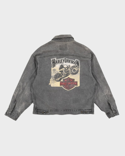 Harley Davidson Black Printed Denim Jacket - L