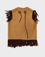 Vintage 1970s Brown Suede Fringed Waistcoat - S