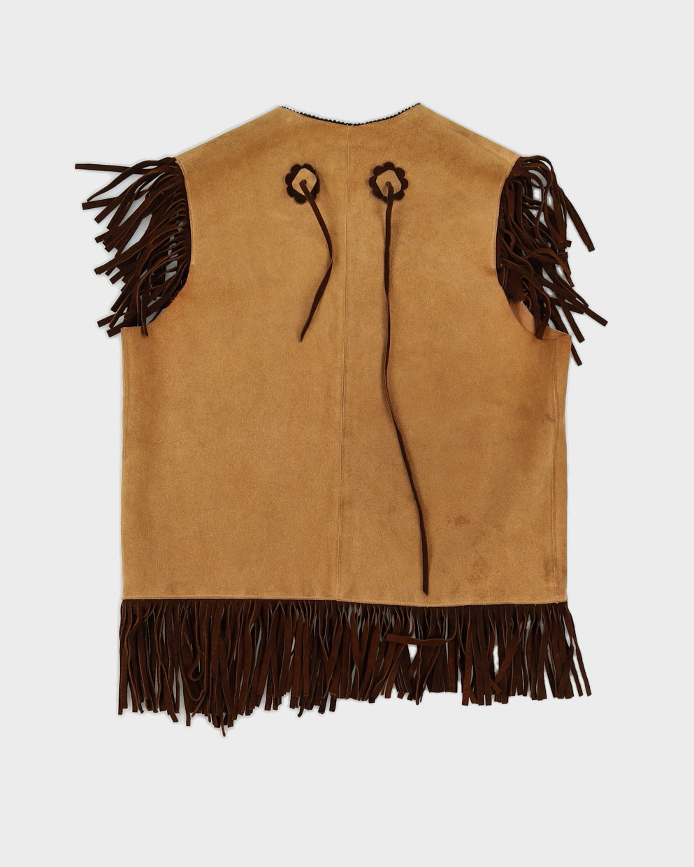 Vintage 1970s Brown Suede Fringed Waistcoat - S