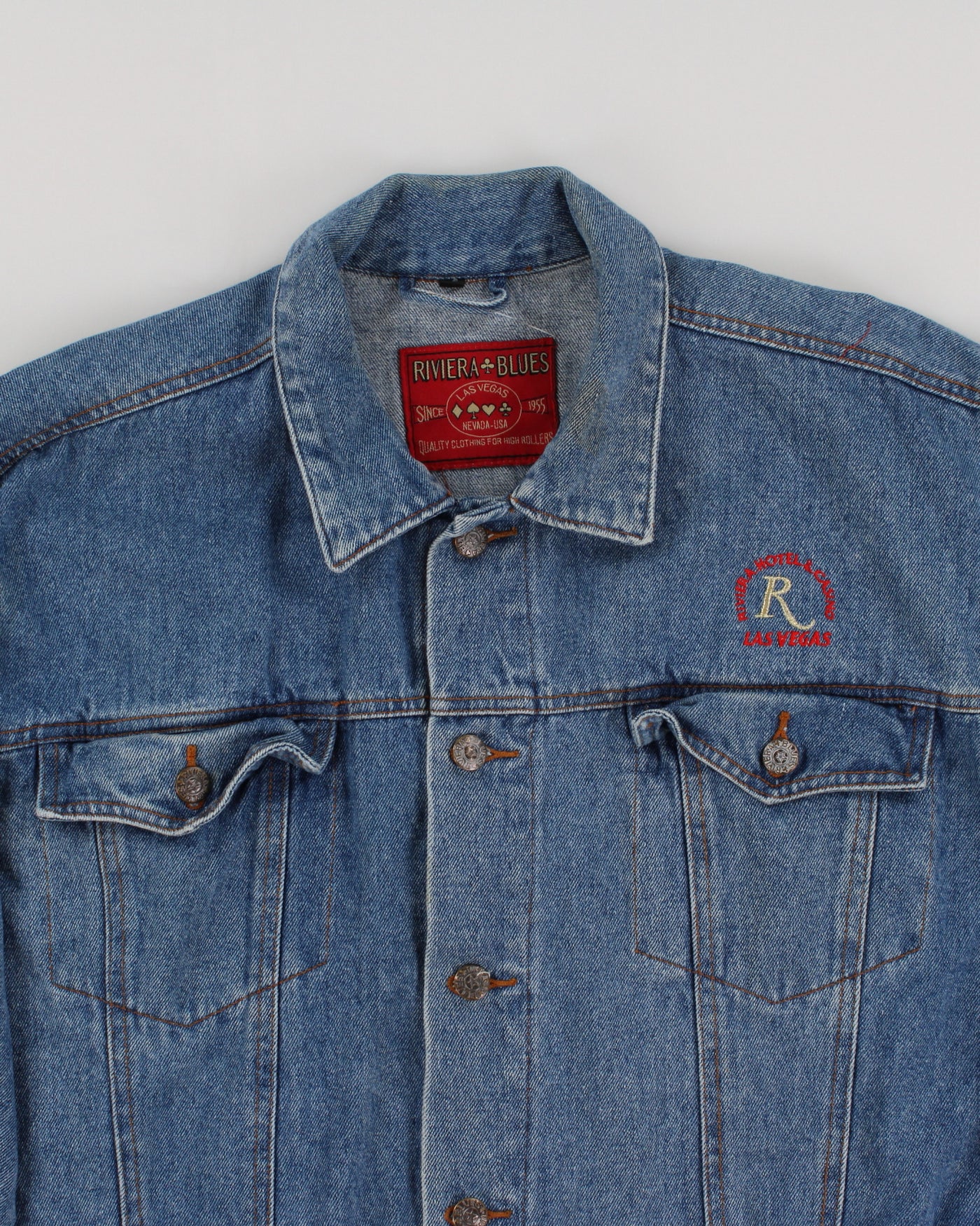 Vintage 90s Las Vegas Riviera Casino & Hotel Jean Denim Jacket - L