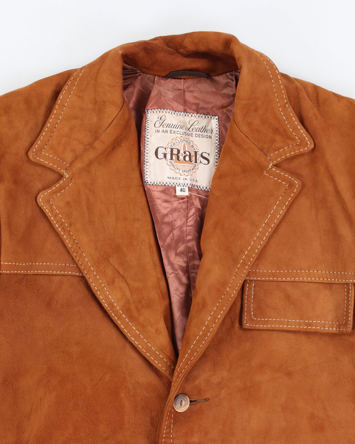 Vintage 70s Grais Brown Suede Jacket - M