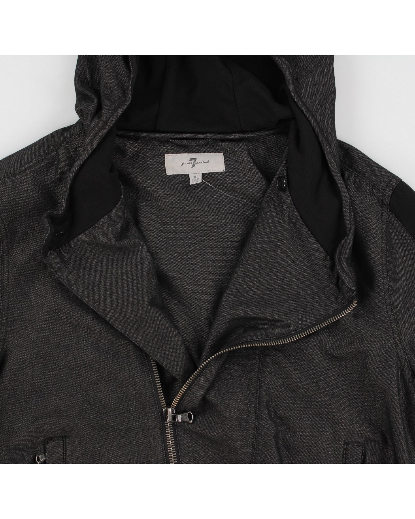 7 For All Mankind Asymmetrical Zip Hooded Jacket - XL