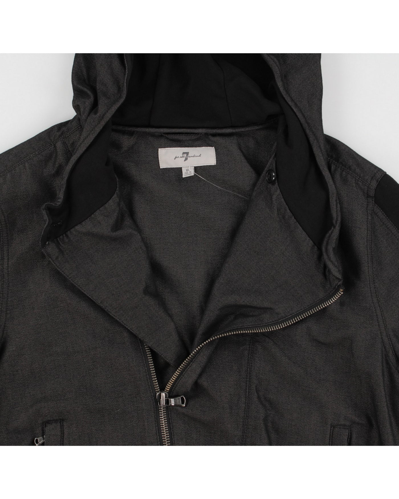 7 For All Mankind Asymmetrical Zip Hooded Jacket - XL