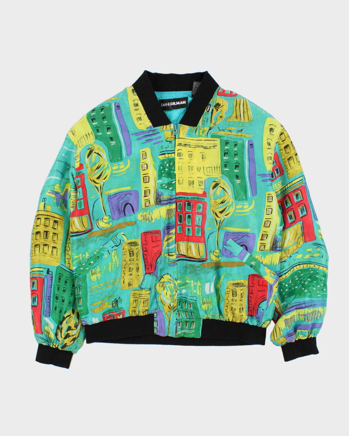 Vintage Diane Gilman Silk Bomber Jacket - S