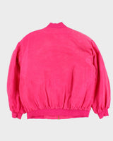 Vintage 90s Gino Bessilini Oversized Pink Silk Bomber Jacket - S