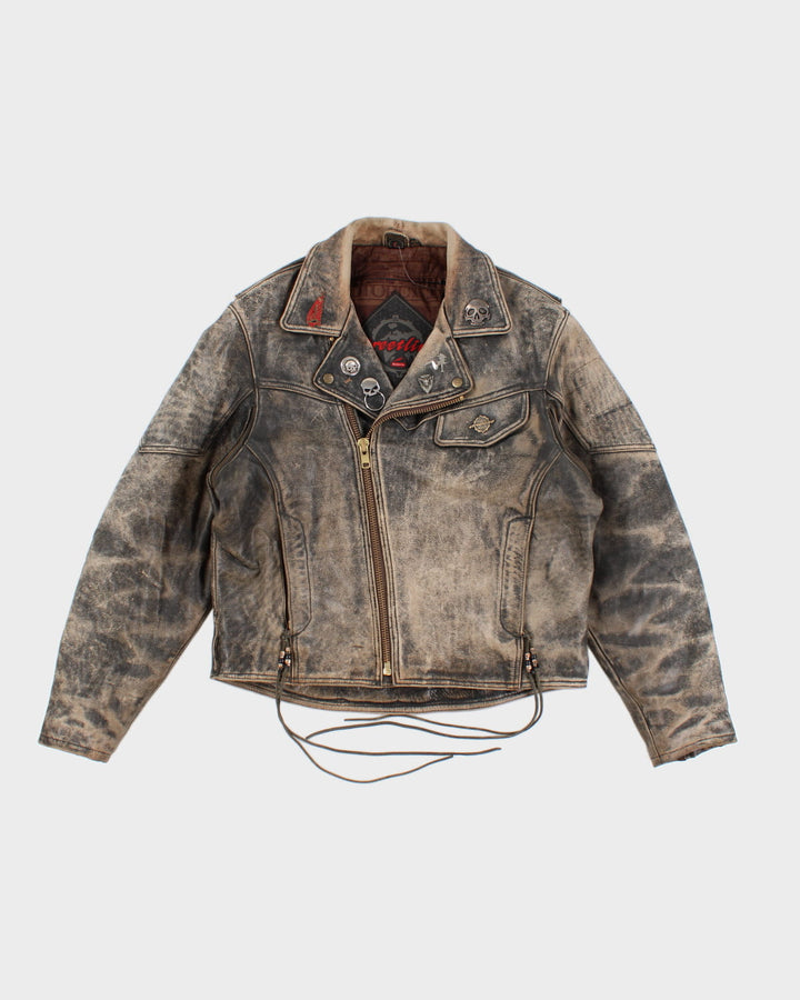 Vintage Streetline Wear Worn Leather Motorcycle Jacket - L