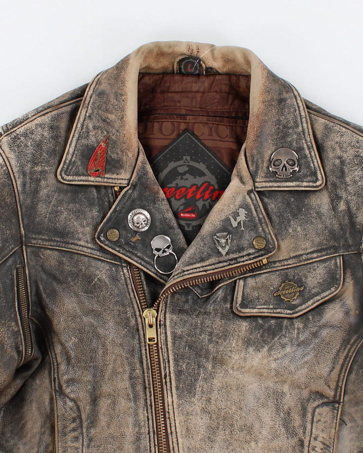Vintage Streetline Wear Worn Leather Motorcycle Jacket - L
