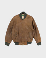 Vintage Sister Boy Brown Leather Bomber Jacket - S