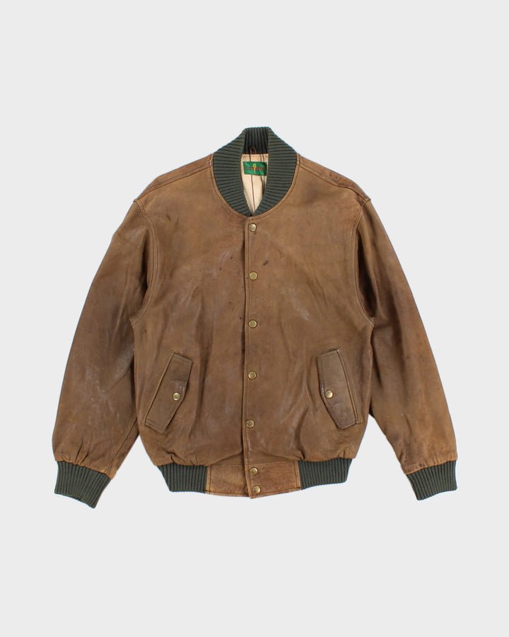 Vintage Sister Boy Brown Leather Bomber Jacket - S
