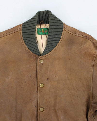 Vintage Sister Boy Brown Leather Bomber Jacket - S