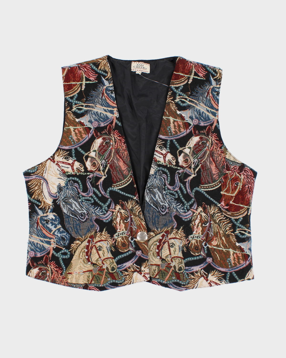 Vintage 90s Ash Creek Embroidered Horse Vest - L