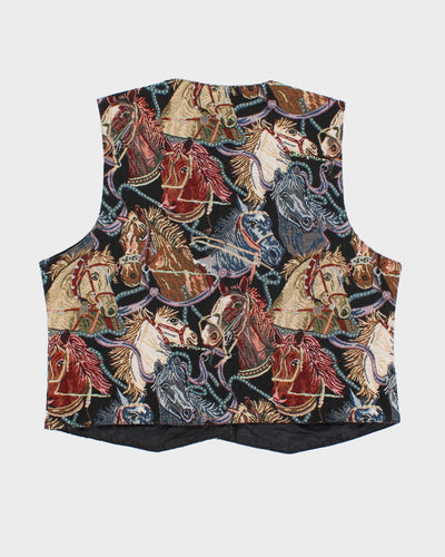 Vintage 90s Ash Creek Embroidered Horse Vest - L