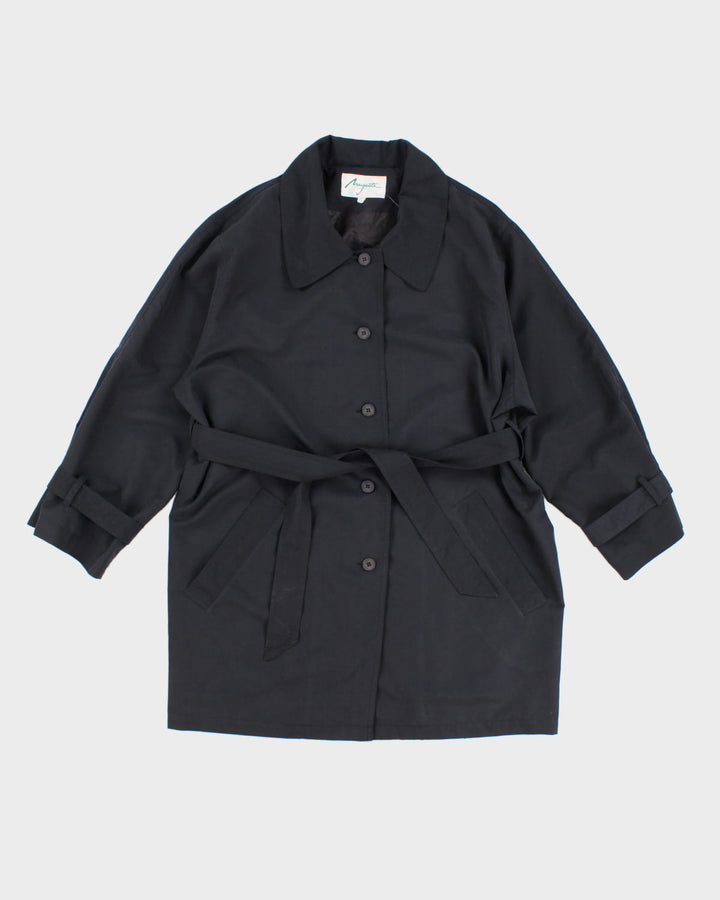 Vintage Belted Navy Overcoat - L