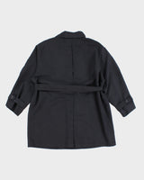 Vintage Belted Navy Overcoat - L