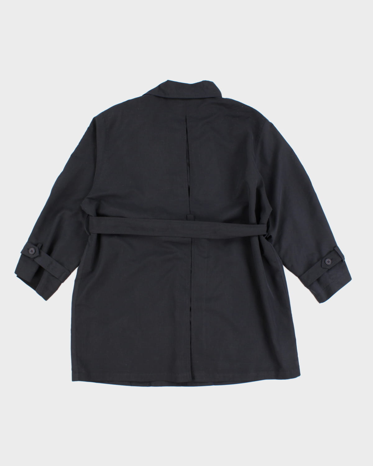 Vintage Belted Navy Overcoat - L