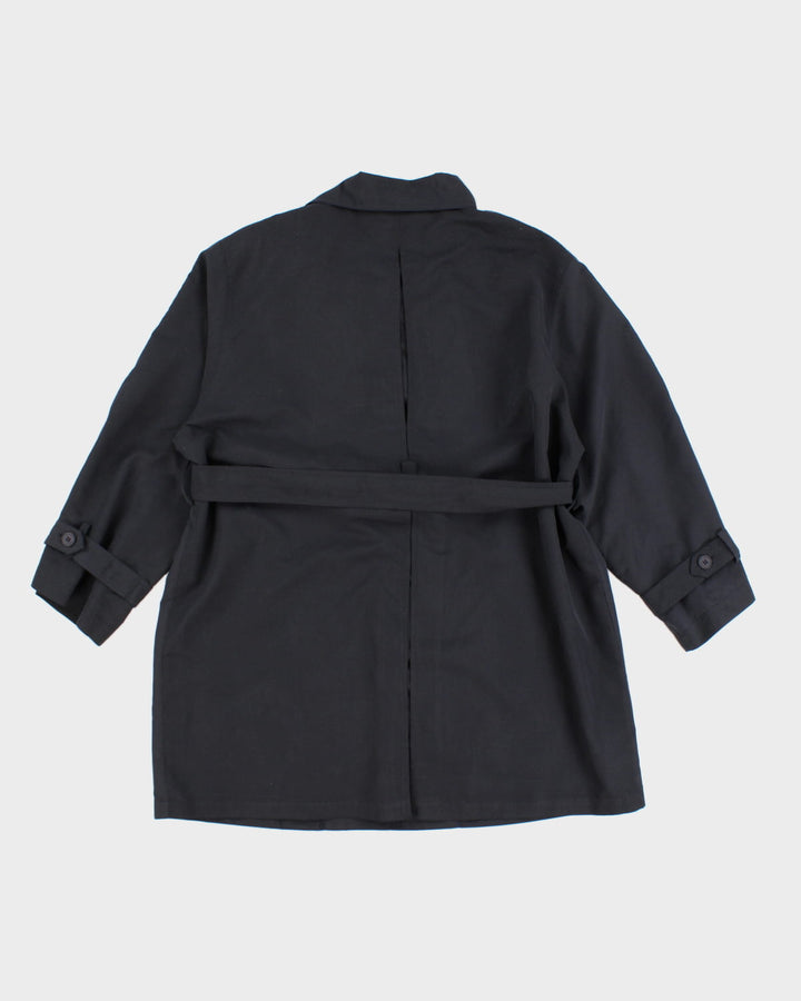 Vintage Belted Navy Overcoat - L