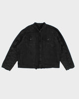 Distressed Black Denim Utility Jacket - XL