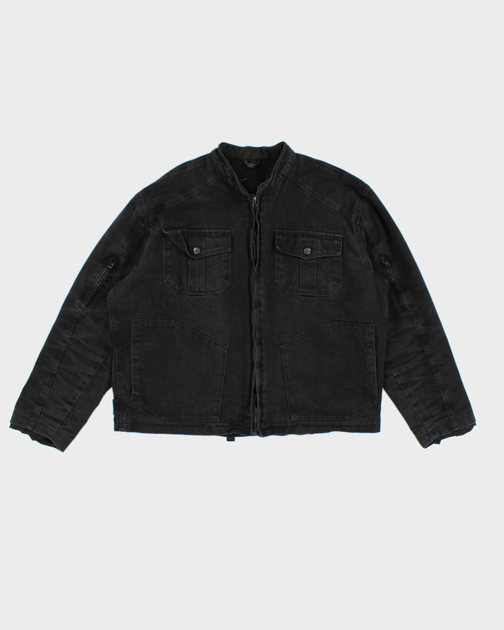 Distressed Black Denim Utility Jacket - XL