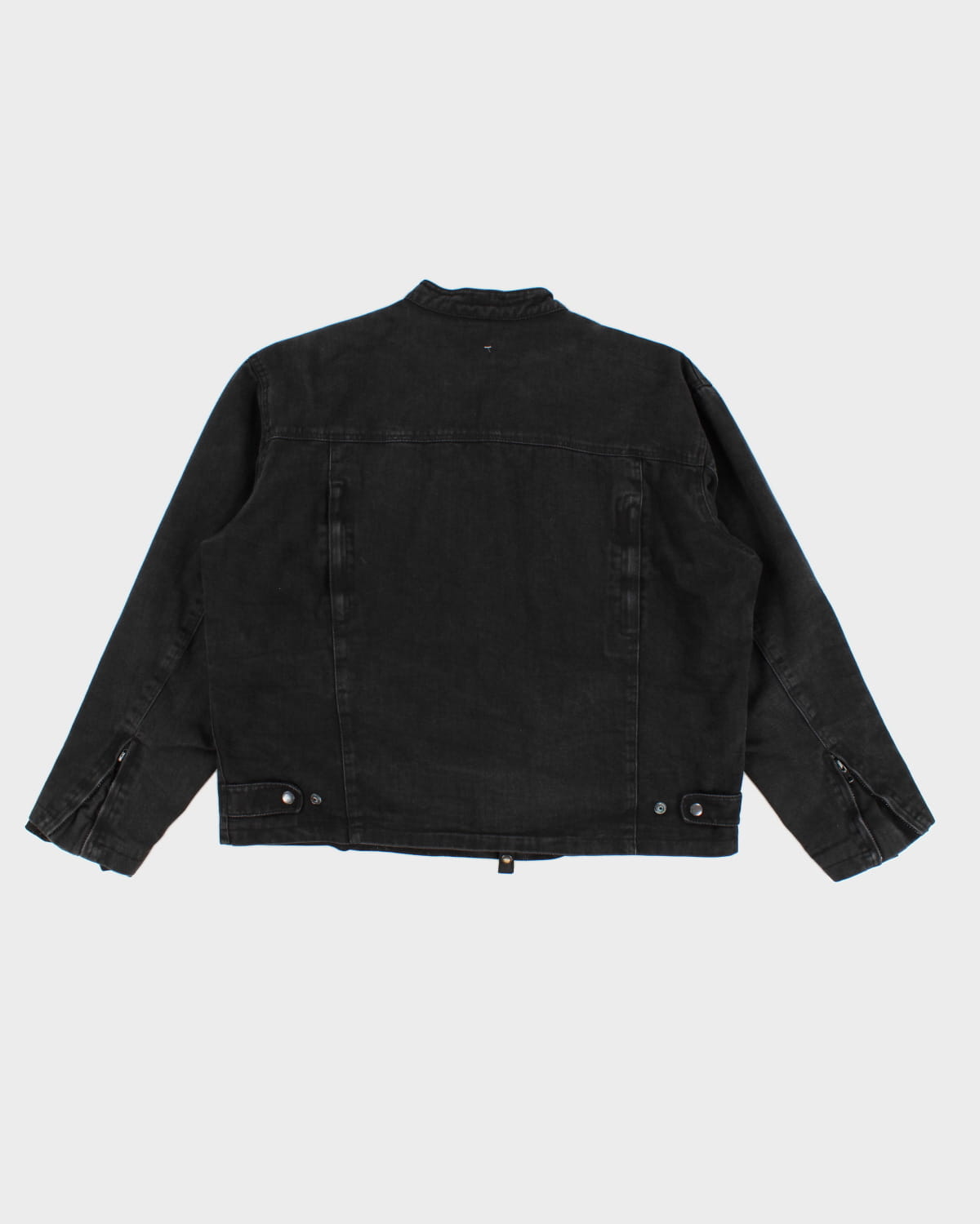 Distressed Black Denim Utility Jacket - XL