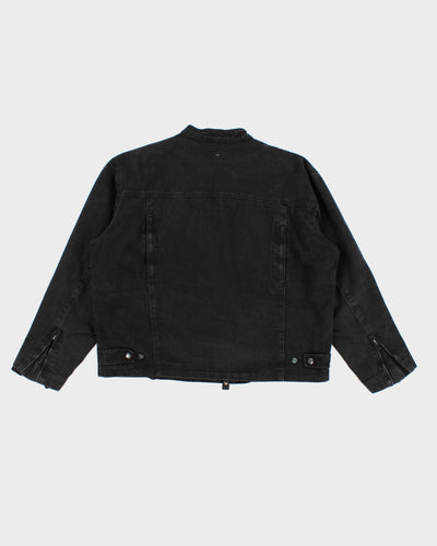 Distressed Black Denim Utility Jacket - XL