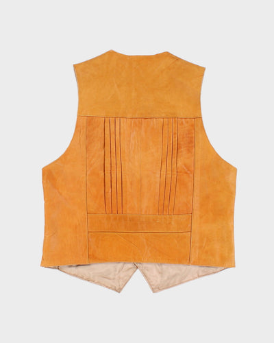 Vintage Caramel Brown Leather Vest - L