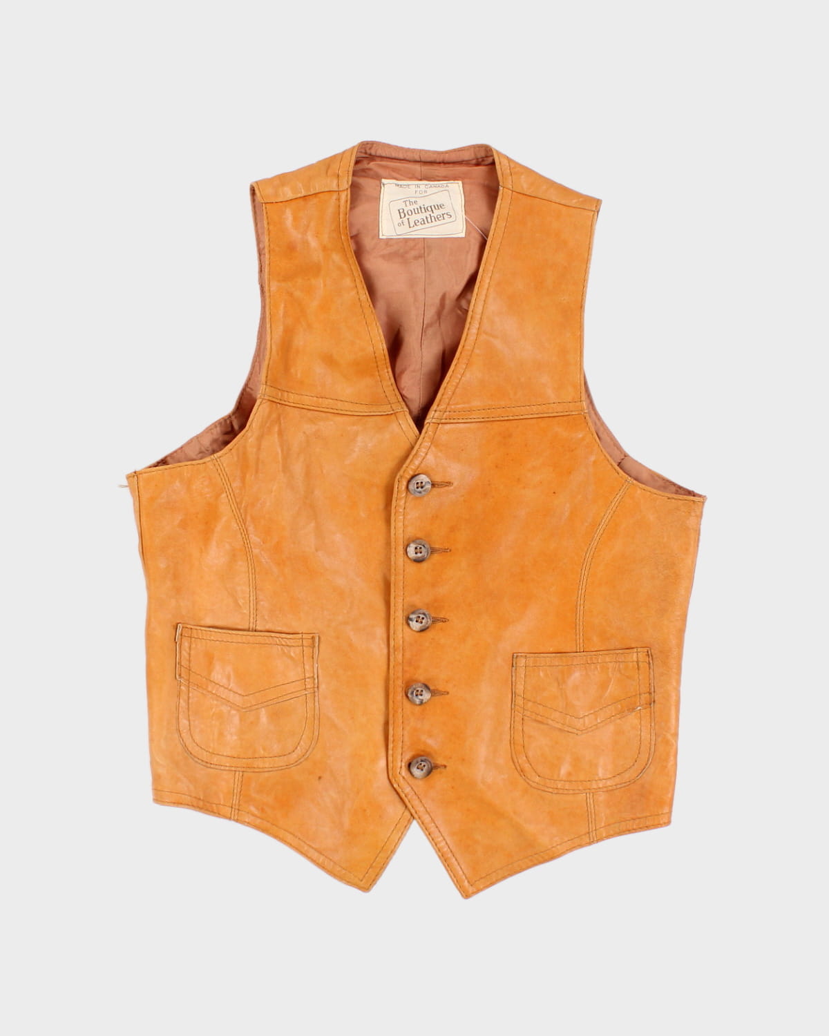 Vintage Camel Leather Vest - M - S