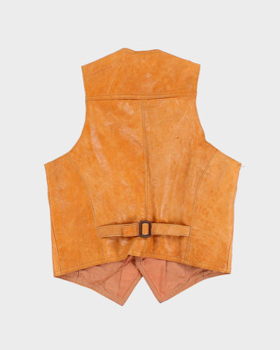 Vintage Camel Leather Vest - M - S