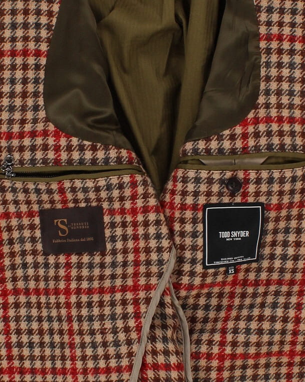 Tod Snyder Mens Houndstooth Plaid Coat - XS