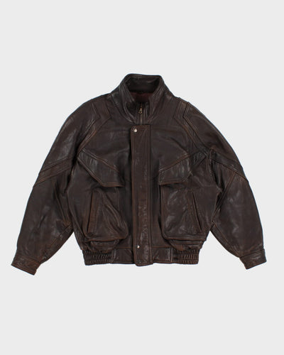 Vintage Distressed Brown Leather Jacket - M