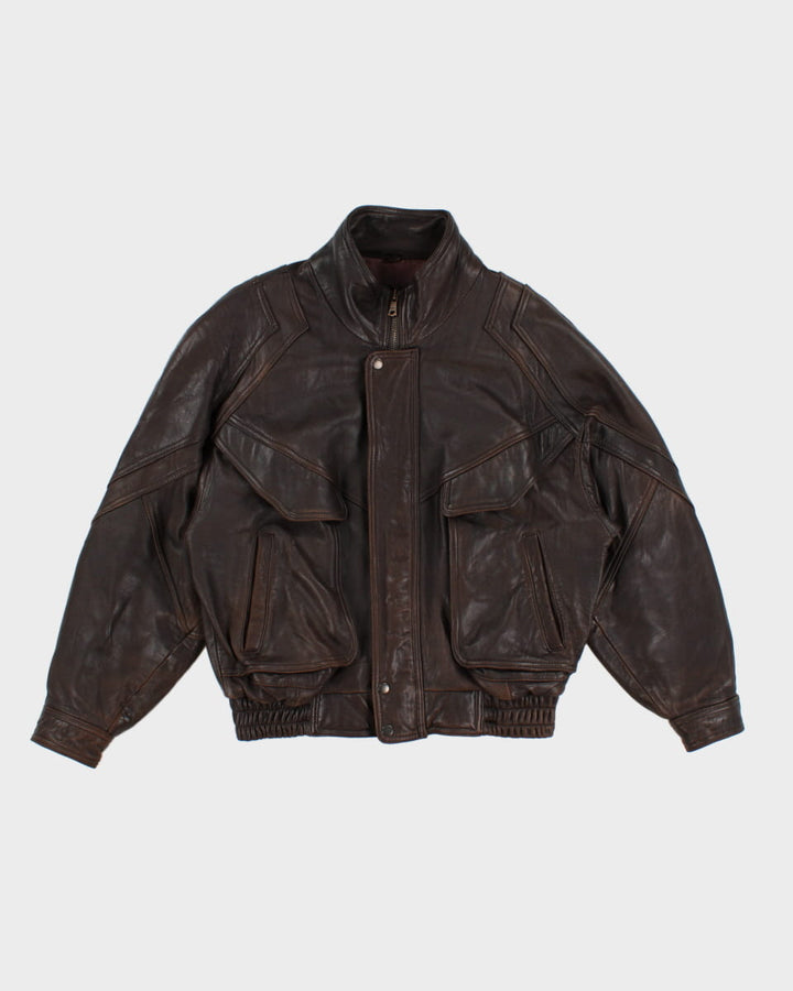 Vintage Distressed Brown Leather Jacket - M