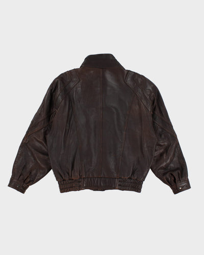 Vintage Distressed Brown Leather Jacket - M