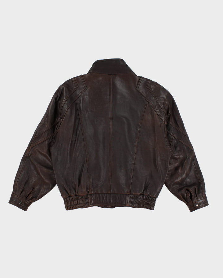 Vintage Distressed Brown Leather Jacket - M