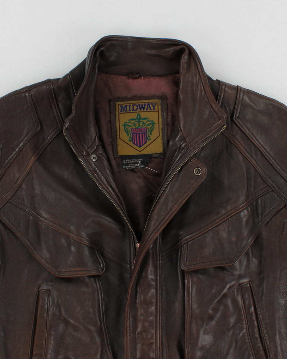 Vintage Distressed Brown Leather Jacket - M