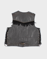 Vintage Fringed Laced Leather Vest - L