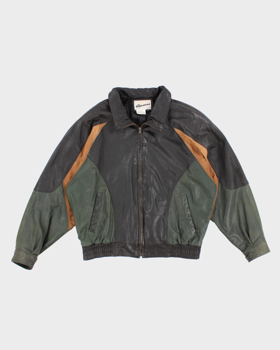 Vintage Massimo Colour Block Leather Jacket - L