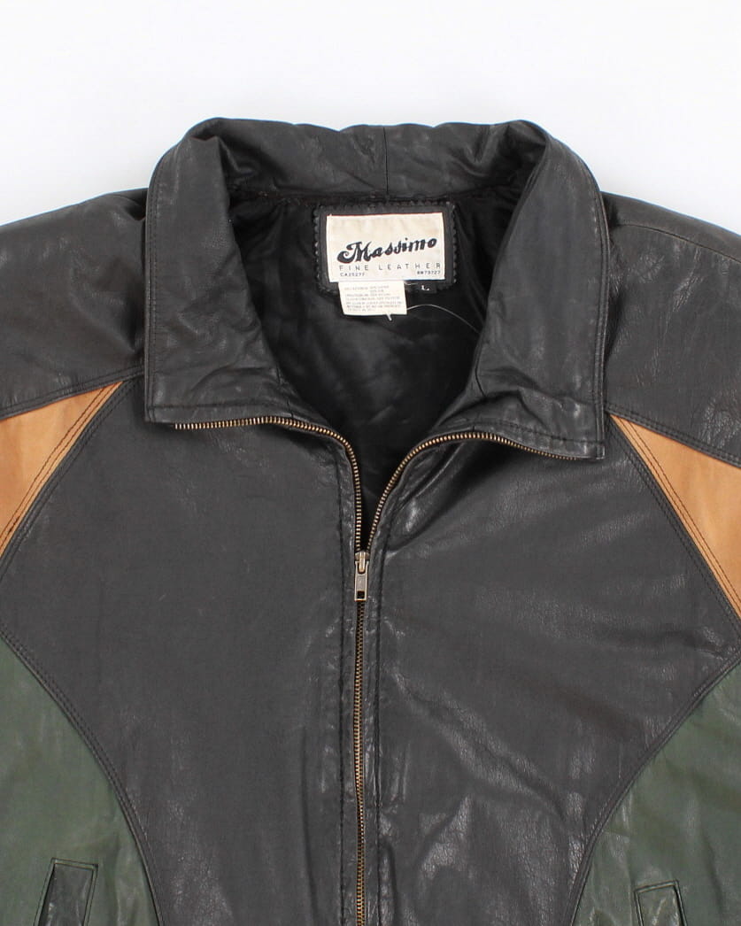 Vintage Massimo Colour Block Leather Jacket - L