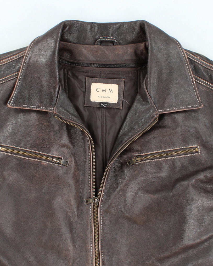 Vintage CMM Canada Brown Leather Jacket - XXXL