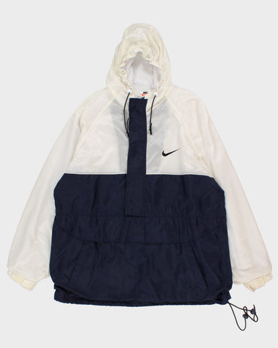 Vintage 90s Nike Navy & Cream Hooded Jacket - XL