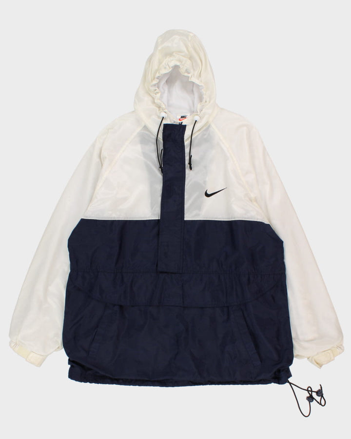 Vintage 90s Nike Navy & Cream Hooded Jacket - XL