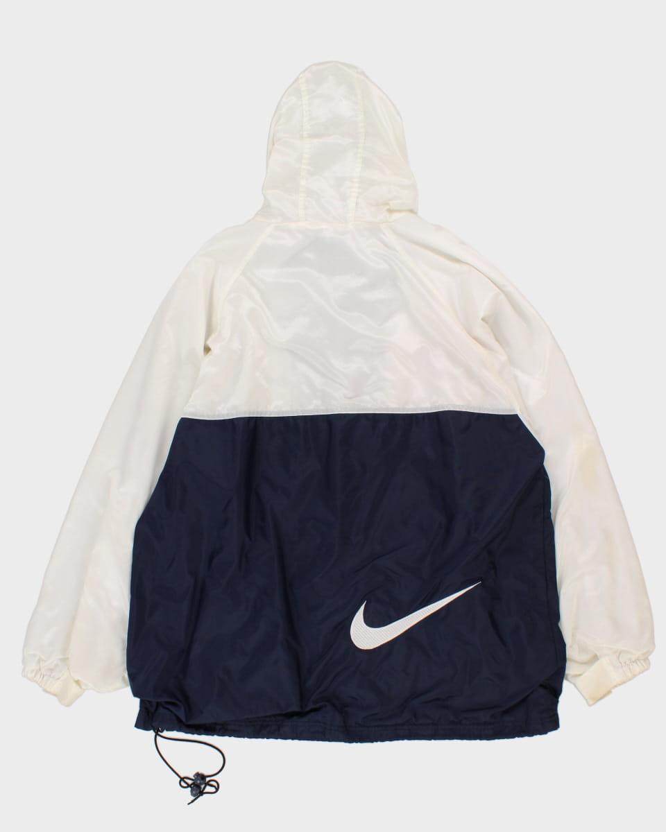 Vintage 90s Nike Navy &amp; Cream Hooded Jacket - XL