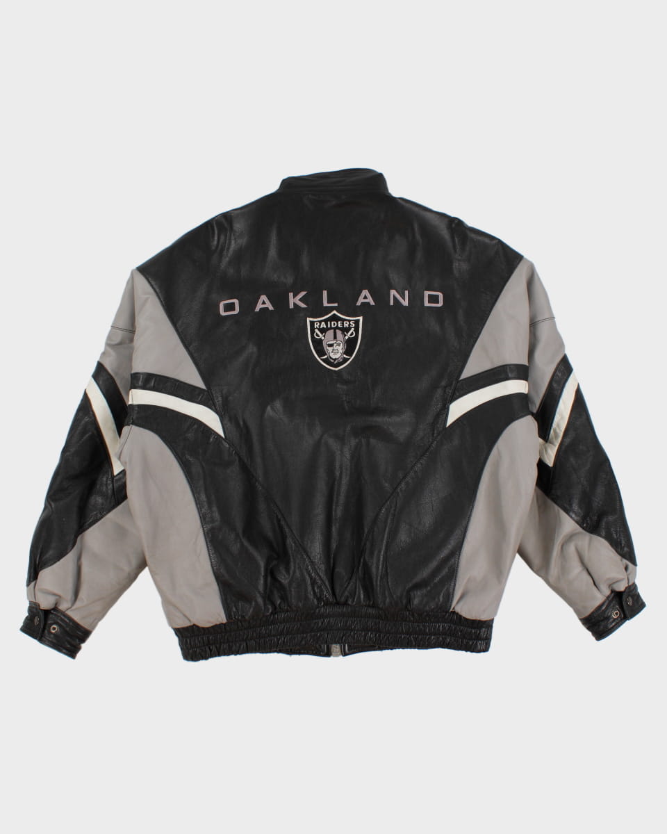 Vintage 90s Oakland Raiders Leather Jacket - XL